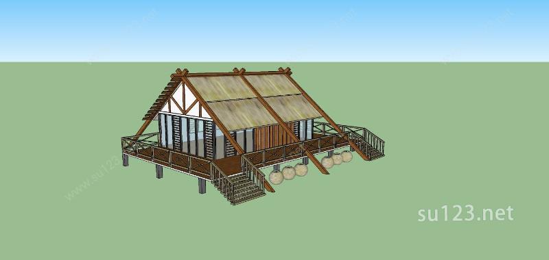 中式景观小屋SU模型