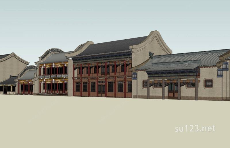 中式商业楼SU模型下载草图大师sketchup模型