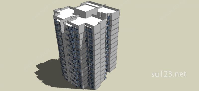 现代风格小高层住宅SU模型下载草图大师sketchup模型