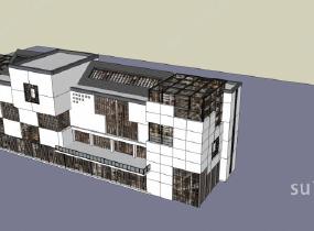 新中式商业楼SU模型