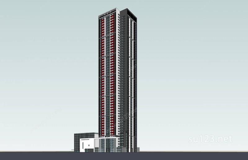 现代超高层商业住宅楼SU模型