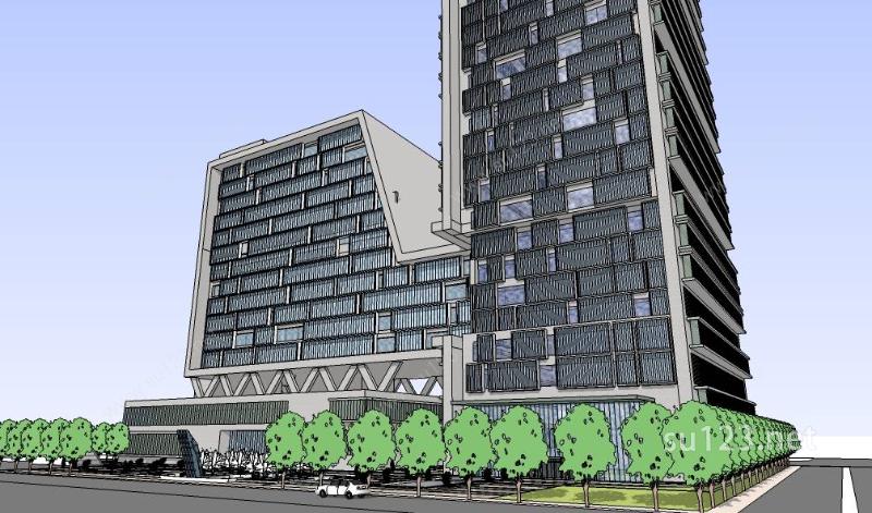 现代风格高层酒店办公楼建筑模型SU模型下载草图大师sketchup模型