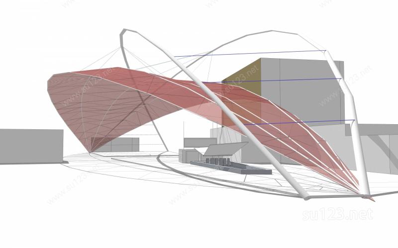 钢结构廊架3SU模型下载草图大师sketchup模型