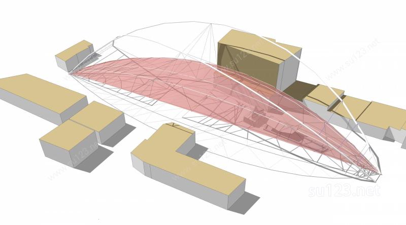 钢结构廊架3SU模型下载草图大师sketchup模型