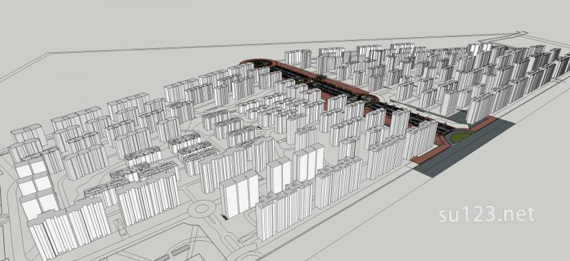 城市规划带景观SU模型下载草图大师sketchup模型