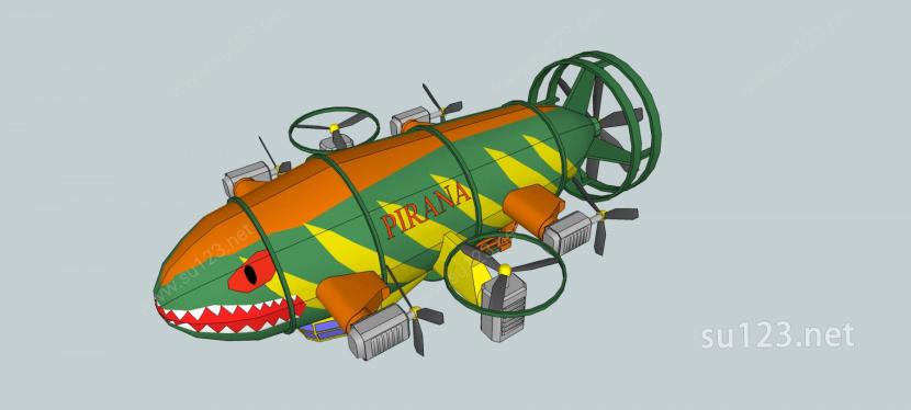潜水艇SU模型下载草图大师sketchup模型