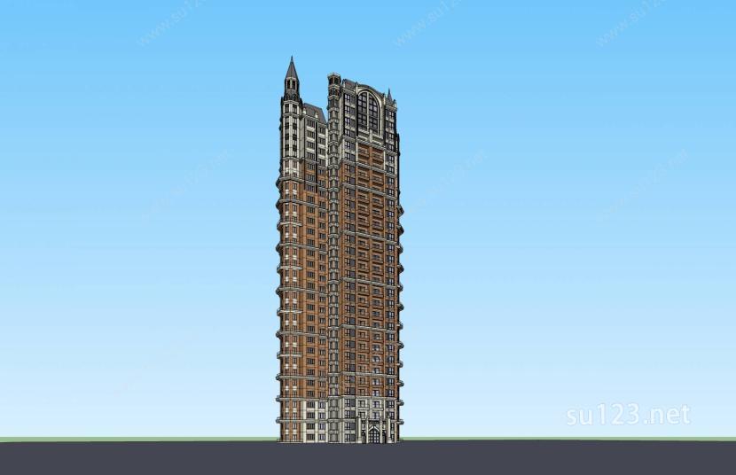 英式高层住宅楼SU模型