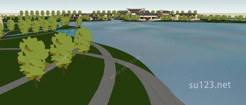 超赞高端滨水旅游区度假村项目SU模型