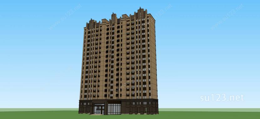 新古典风格高层住宅SU模型