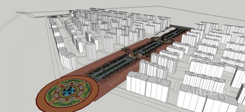 城市规划带景观SU模型下载草图大师sketchup模型