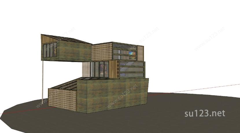 集装箱风格创意别墅SketchUp模型SU模型