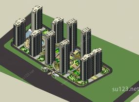 现代住宅小区SU模型