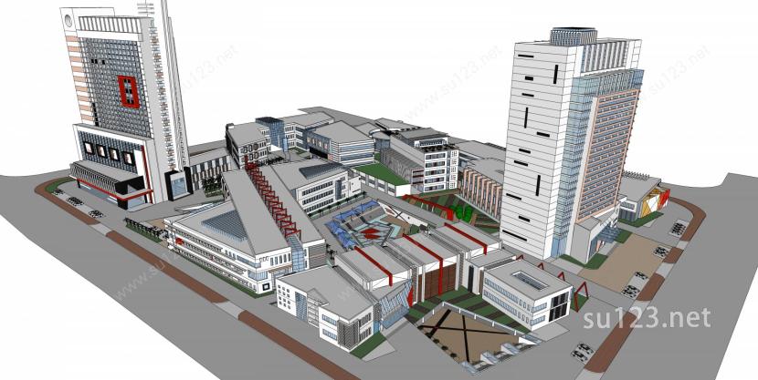 城市规划设计精细模型SU模型下载草图大师sketchup模型