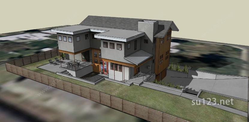 现代坡屋顶住宅SU模型