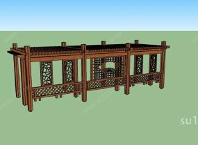 新中式廊架3（钢木结构）SU模型