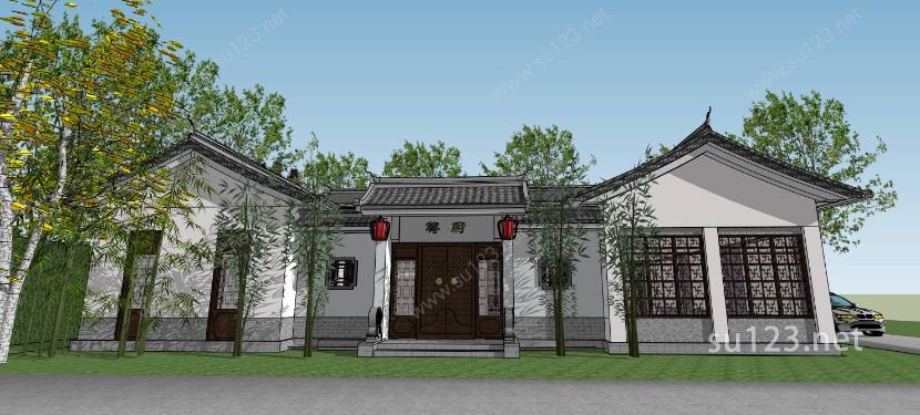 中式合院私宅别墅SU模型
