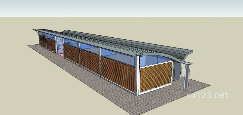 现代弧形屋顶住宅SU模型下载草图大师sketchup模型
