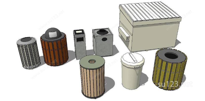 垃圾桶 垃圾箱SU模型下载草图大师sketchup模型