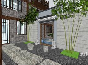 新中式庭院园林建筑SU模型