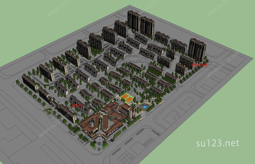 欧式商业住宅小区SU模型