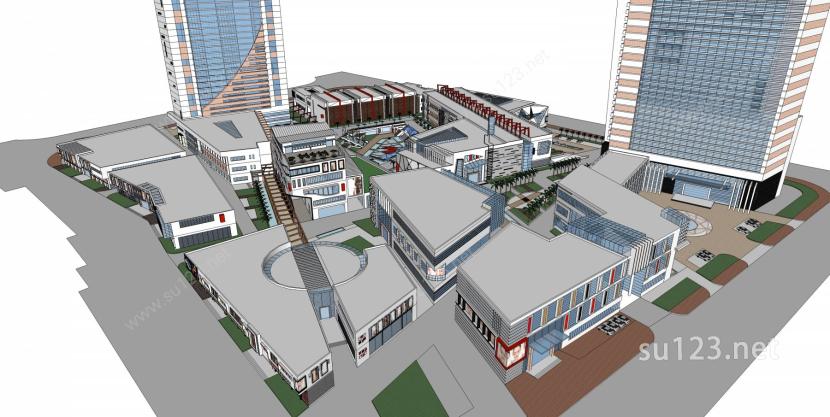 城市规划设计精细模型SU模型下载草图大师sketchup模型