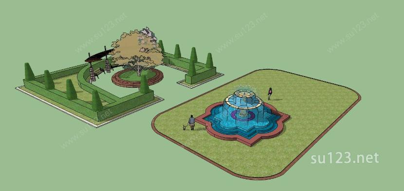 景观-喷水池SU模型