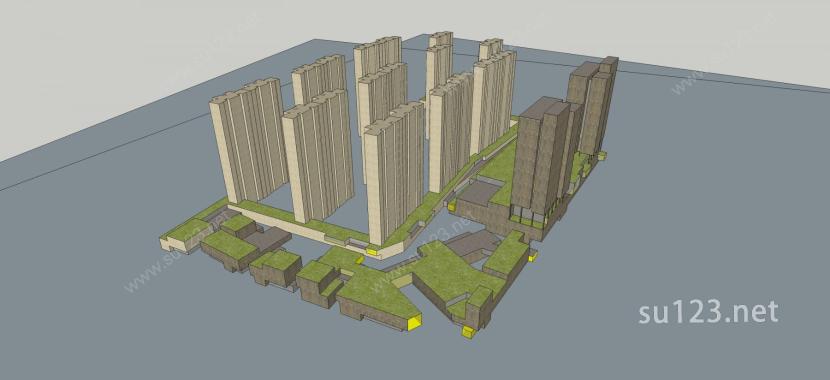 商业住宅规划SU模型下载草图大师sketchup模型