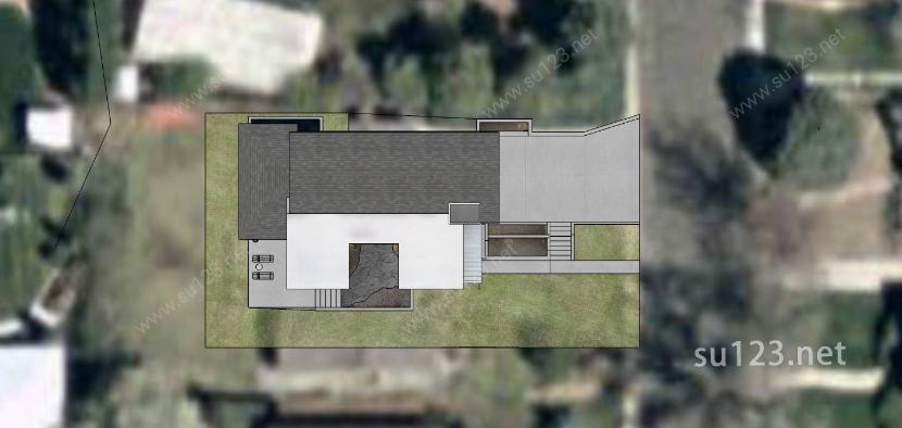现代坡屋顶住宅SU模型下载草图大师sketchup模型