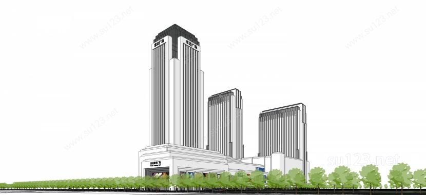 高层商业广场SU模型