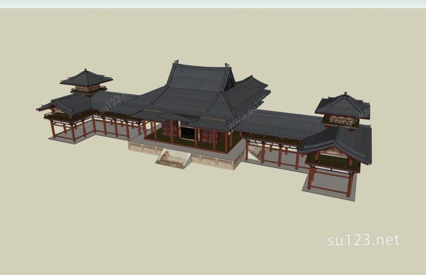 中式景观建筑SU模型下载草图大师sketchup模型