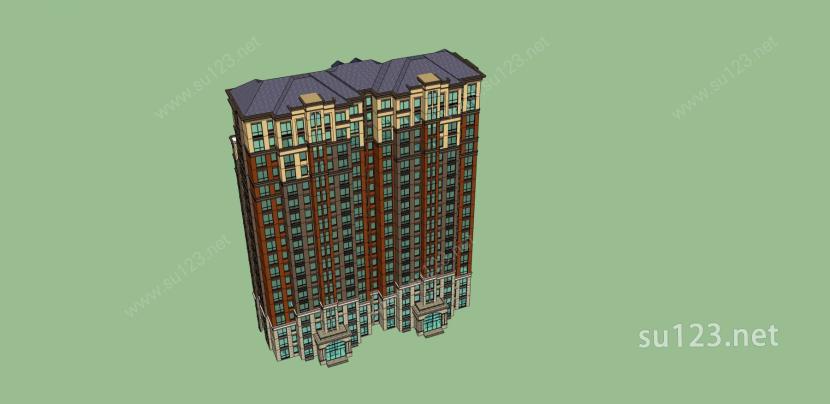 欧式高层住宅公寓SU模型