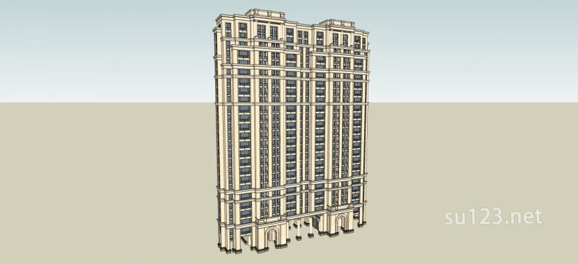 欧式风格高层住宅SU模型下载草图大师sketchup模型