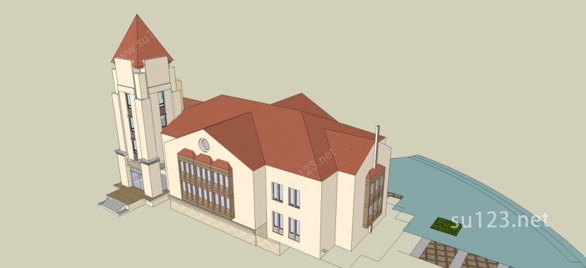 欧式风格教堂SU模型下载草图大师sketchup模型