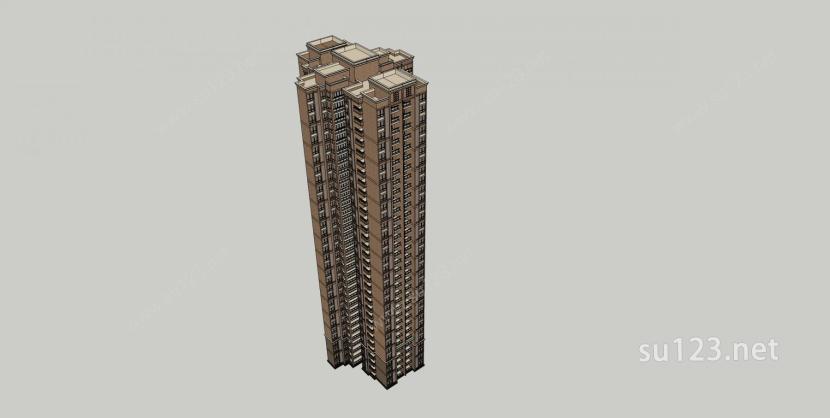 欧式高层住宅公寓SU模型下载草图大师sketchup模型