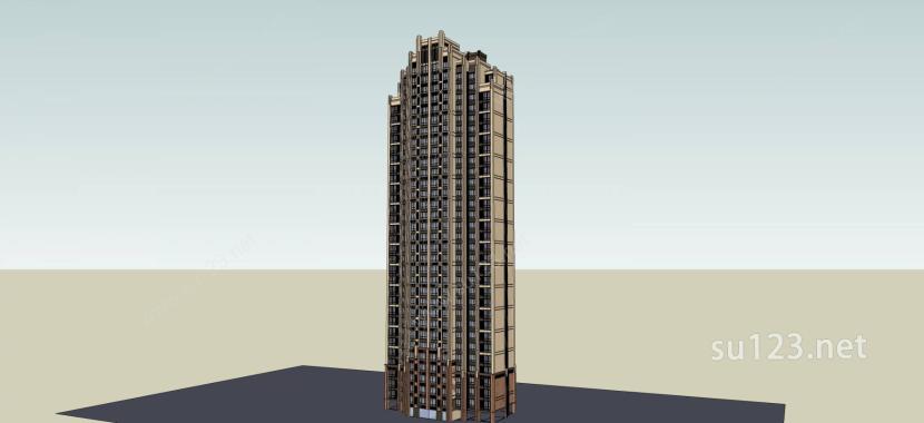 古典高层住宅SU模型