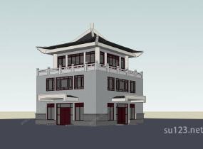 中式小酒楼SU模型