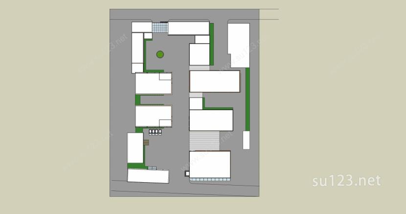 现代商业及住宅楼SU模型下载草图大师sketchup模型