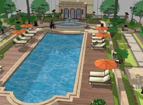 游泳池景观模型SU模型