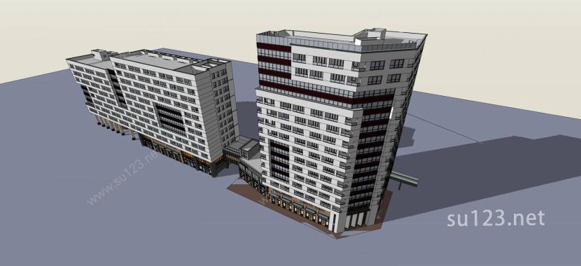 现代商业住宅楼SU模型下载草图大师sketchup模型