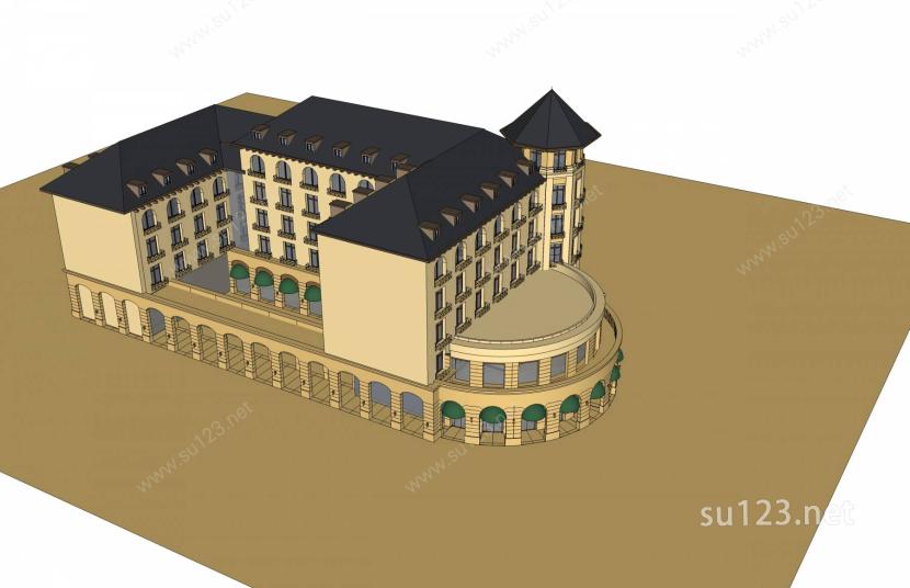 欧式酒店SU模型