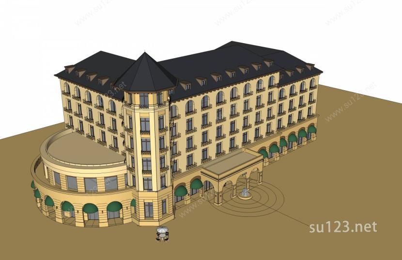 欧式酒店SU模型下载草图大师sketchup模型