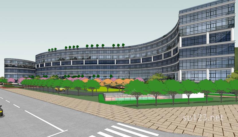 现代疗养院医院建筑sketchup模型SU模型下载草图大师sketchup模型