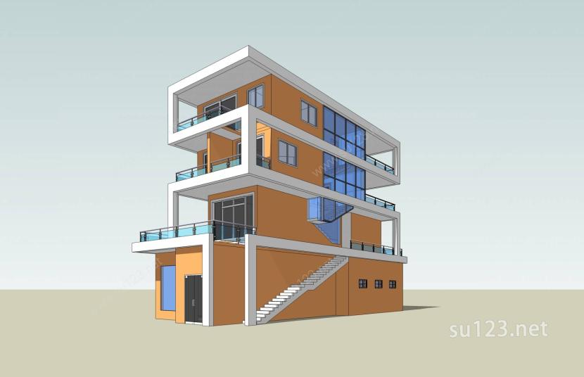 现代多层住宅楼SU模型