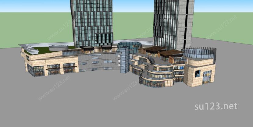 商业mall+酒店SU模型