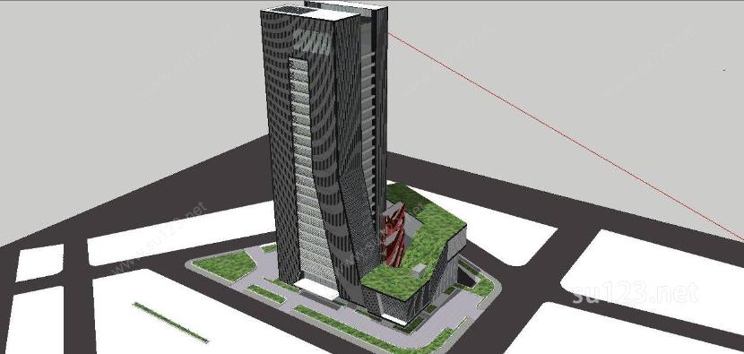 现代的办公大楼 高层办公楼SU模型下载草图大师sketchup模型