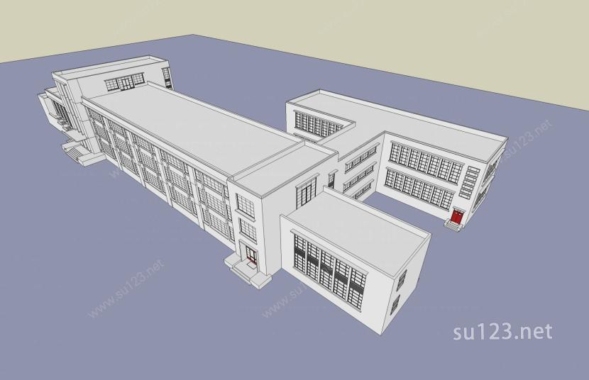 现代多层办公楼SU模型下载草图大师sketchup模型