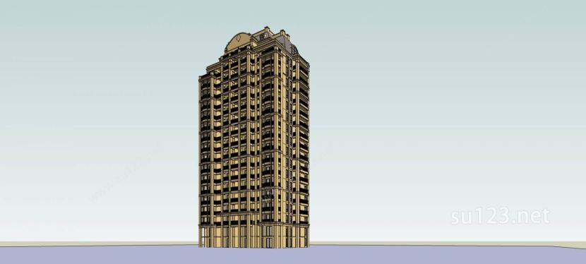 法式高层住宅楼SU模型
