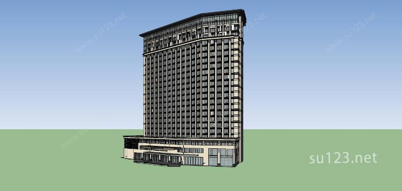 现代高层国际酒店SU模型