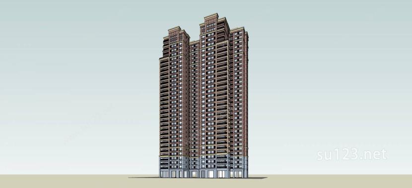 新古典风格高层住宅SU模型