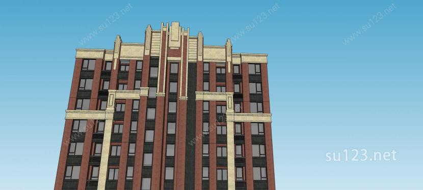 新古典风格小高层住宅楼SU模型下载草图大师sketchup模型